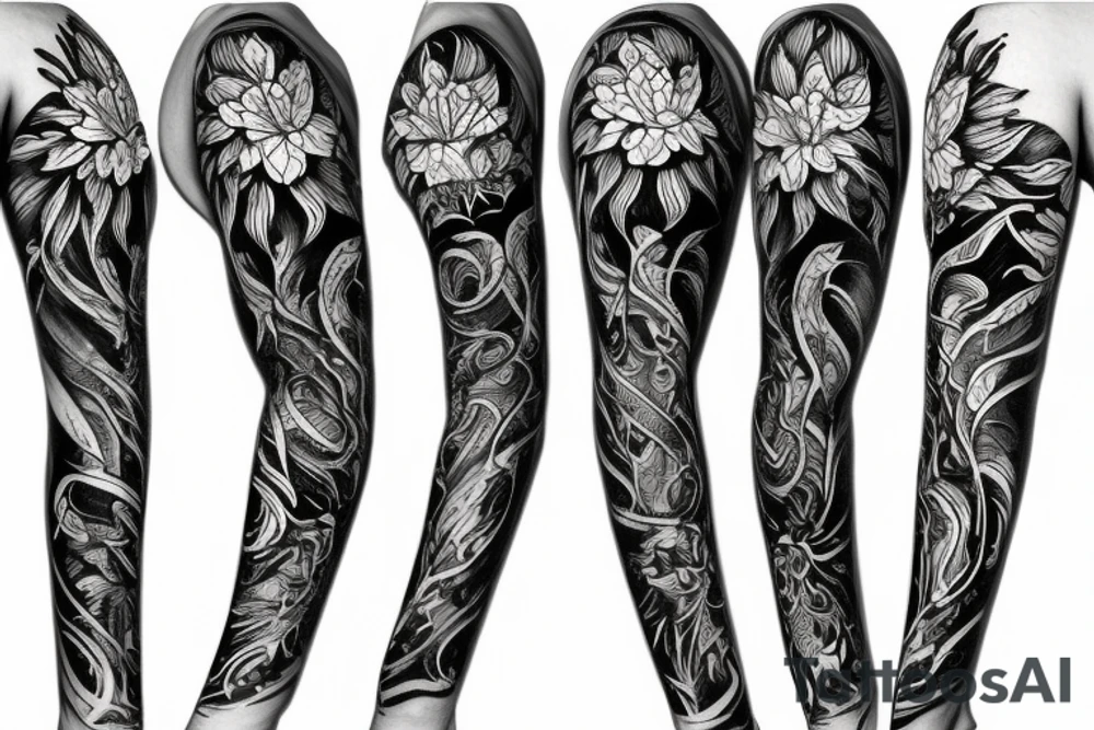 sketch blackwork sleeve lycoris flowers black background tattoo idea sketch blackwork sleeve lycoris flowers black background tattoo idea
