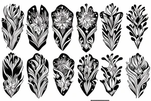 sketch blackwork sleeve lycoris flowers black background tattoo idea