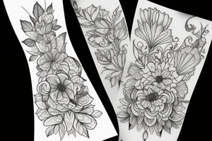 sketch blackwork sleeve lycorises flowers black background tattoo idea