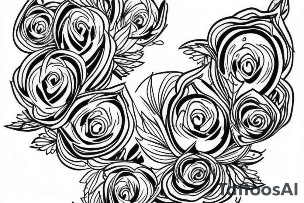 sketch blackwork sleeve white lycorises on black background tattoo idea