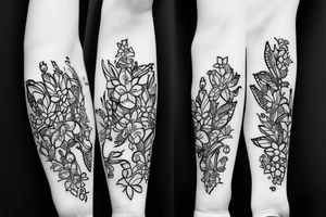 sketch blackwork sleeve white lycorises on black background tattoo idea