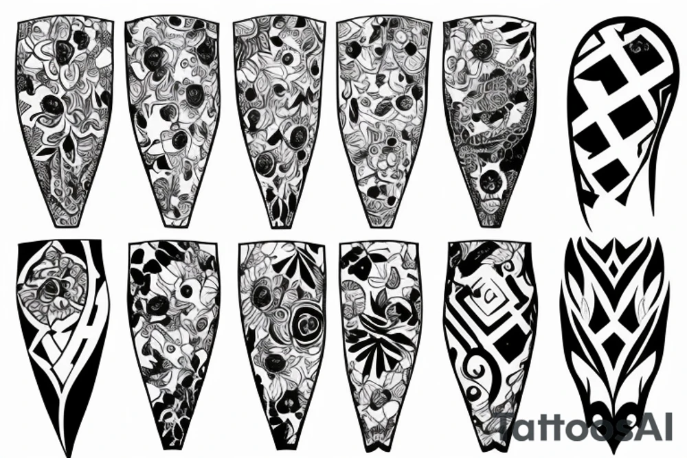 sketch blackwork sleeve white lycorises on black background tattoo idea