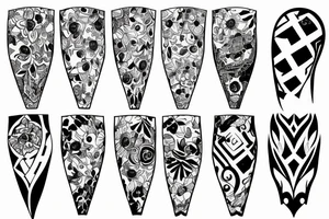 sketch blackwork sleeve white lycorises on black background tattoo idea
