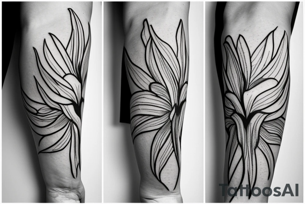 sketch blackwork sleeve white spider lilies on black background tattoo idea