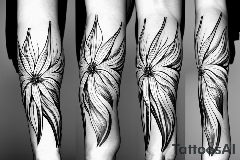 sketch blackwork sleeve white spider lilies on black background tattoo idea