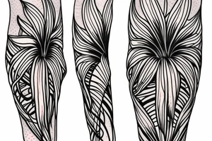 black background sketch blackwork sleeve white spider lilies tattoo idea