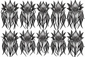 black background sketch blackwork sleeve white spider lilies tattoo idea