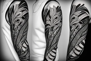 black background white spider lilies sleeve sketch tattoo idea