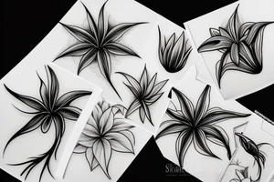 black background spider lilies sketch tattoo idea