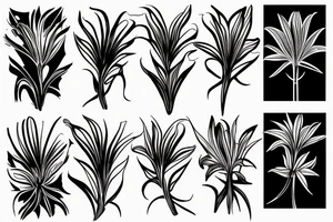 black background spider lilies sketch tattoo idea