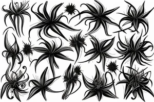 black background spider lilies sketch tattoo idea