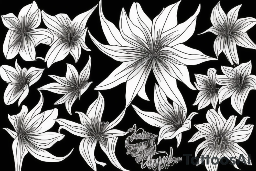 spider lilies on black sketch tattoo idea