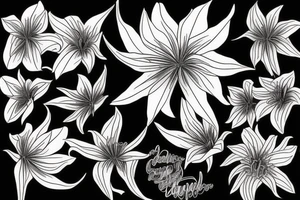 spider lilies on black sketch tattoo idea