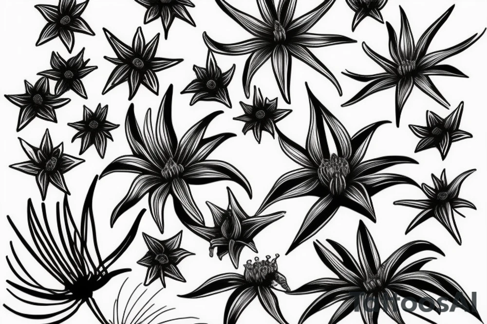 spider lilies on black sketch tattoo idea