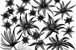 spider lilies on black sketch tattoo idea