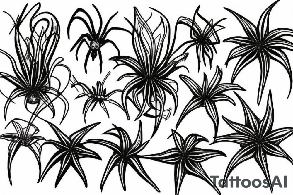 spider lilies on black sketch tattoo idea