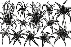 spider lilies on black sketch tattoo idea