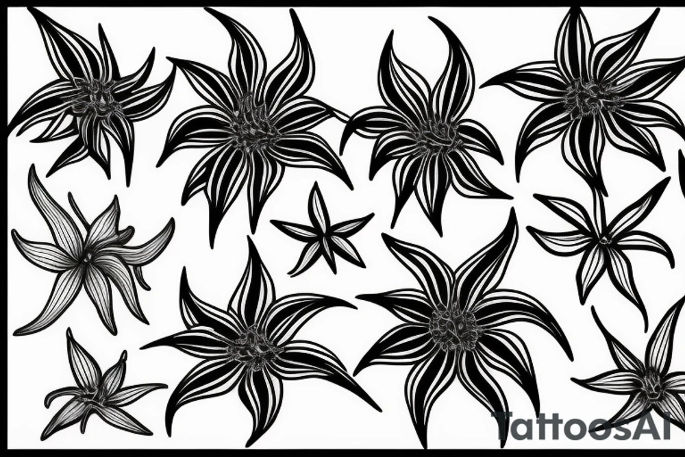 spider lilies on black sketch tattoo idea