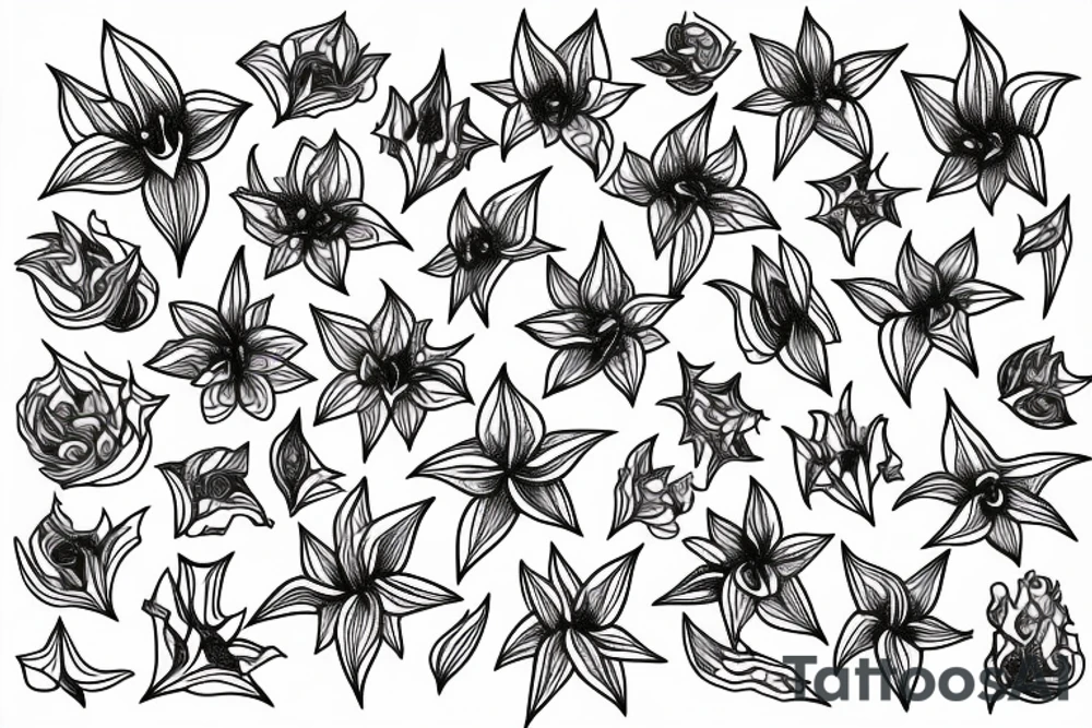 Cluster amaryllis on black sketch tattoo idea