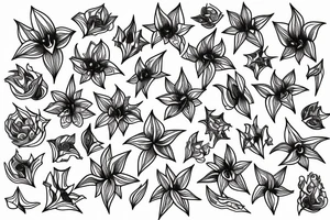 Cluster amaryllis on black sketch tattoo idea