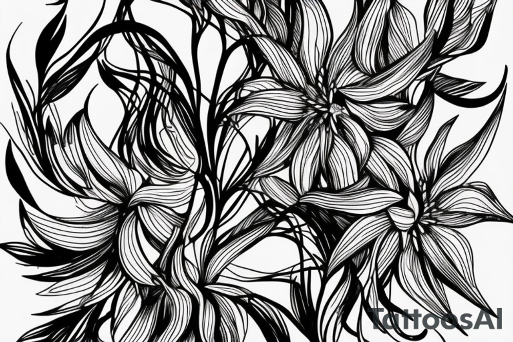 Cluster amaryllis on black sketch tattoo idea