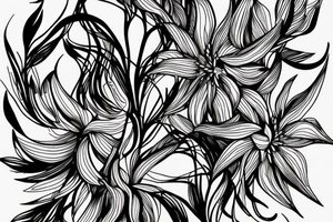 Cluster amaryllis on black sketch tattoo idea