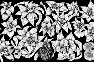 Cluster amaryllis on black sketch tattoo idea