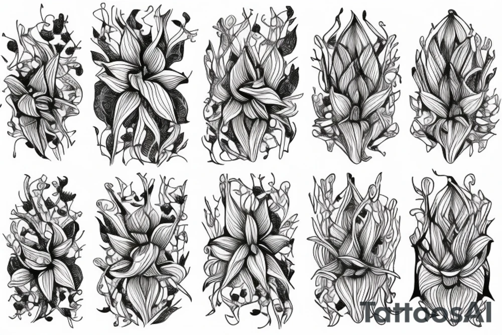 Cluster amaryllis on black sketch tattoo idea