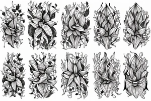 Cluster amaryllis on black sketch tattoo idea