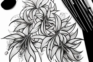 Cluster amaryllis on black sketch sleeve tattoo idea