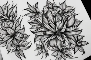 Cluster amaryllis on black sketch sleeve tattoo idea