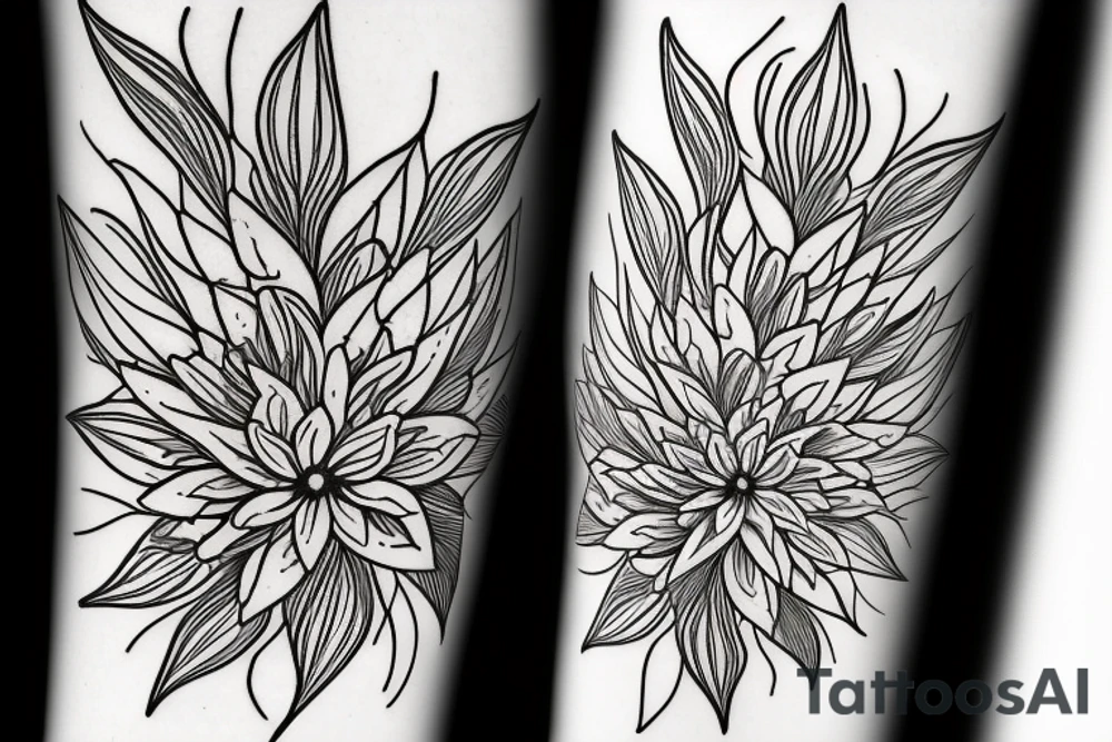 Cluster amaryllis on black sketch sleeve tattoo idea