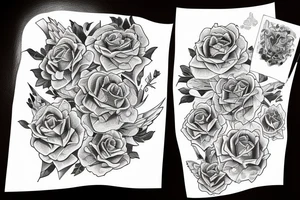 Cluster amaryllises on black sketch sleeve tattoo idea