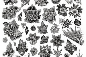 Cluster amaryllises on black sleeve sketch tattoo idea
