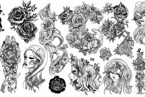 Cluster amaryllises sleeve sketch tattoo idea