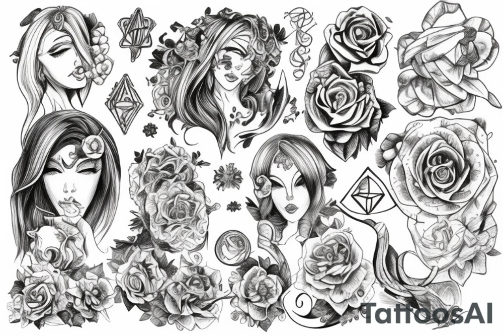 Cluster amaryllises sleeve sketch tattoo idea