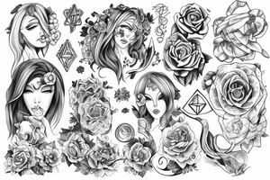 Cluster amaryllises sleeve sketch tattoo idea