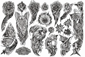 Cluster amaryllises sleeve sketch tattoo idea