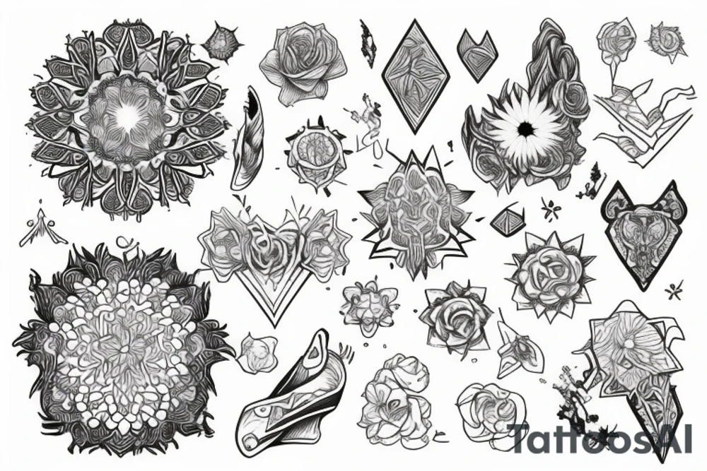 Cluster amaryllises sleeve sketch tattoo idea