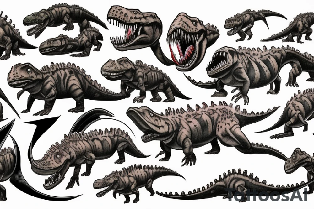Dinosaurs and monster jam tattoo idea