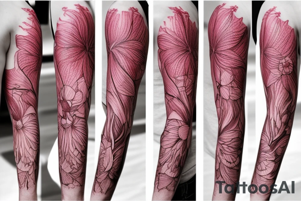 Cluster amaryllis sleeve sketch tattoo idea