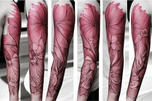 Cluster amaryllis sleeve sketch tattoo idea