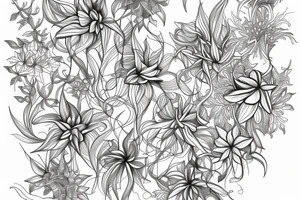 Cluster amaryllis sleeve sketch tattoo idea
