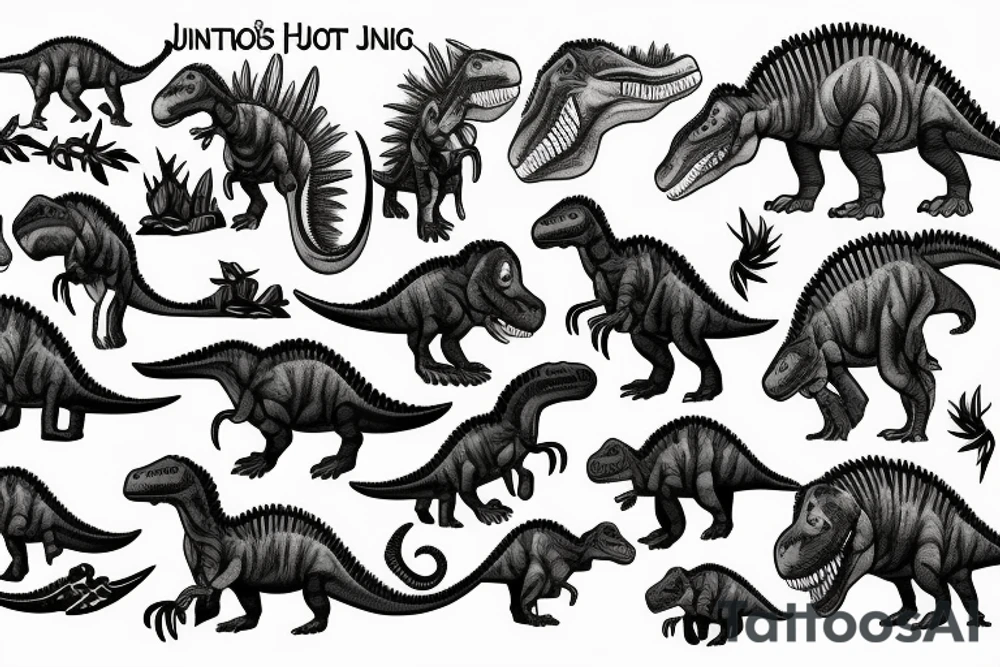 Dinosaurs in the jungle tattoo idea