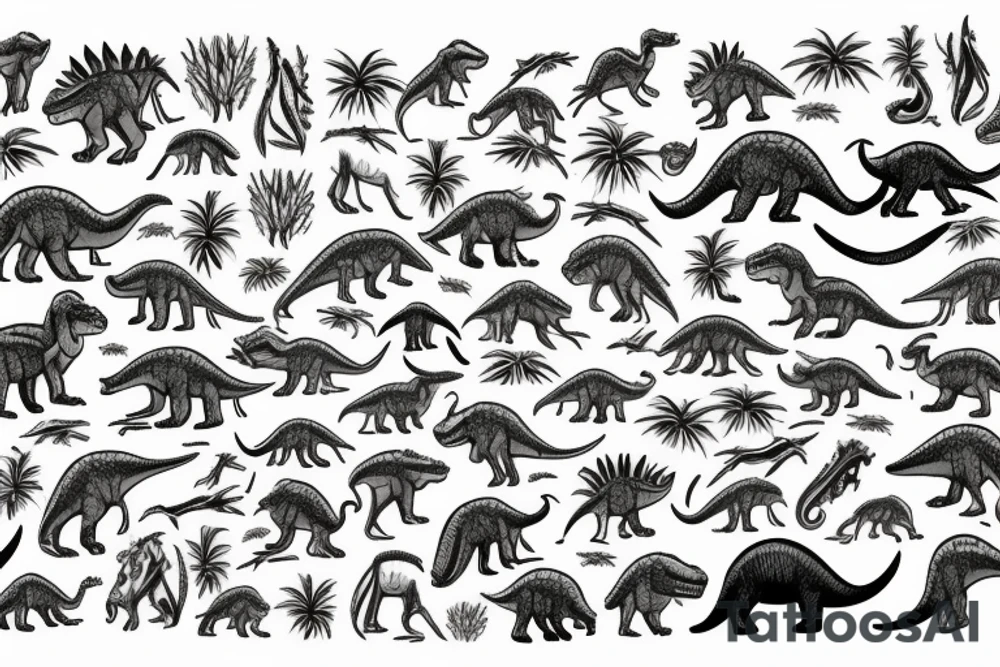 Dinosaurs in the jungle tattoo idea