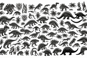 Dinosaurs in the jungle tattoo idea