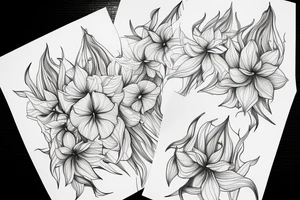 Cluster amaryllis sleeve sketch tattoo idea