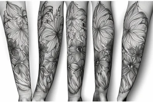 Cluster amaryllis sleeve sketch tattoo idea