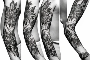 Cluster amaryllis sleeve sketch tattoo idea