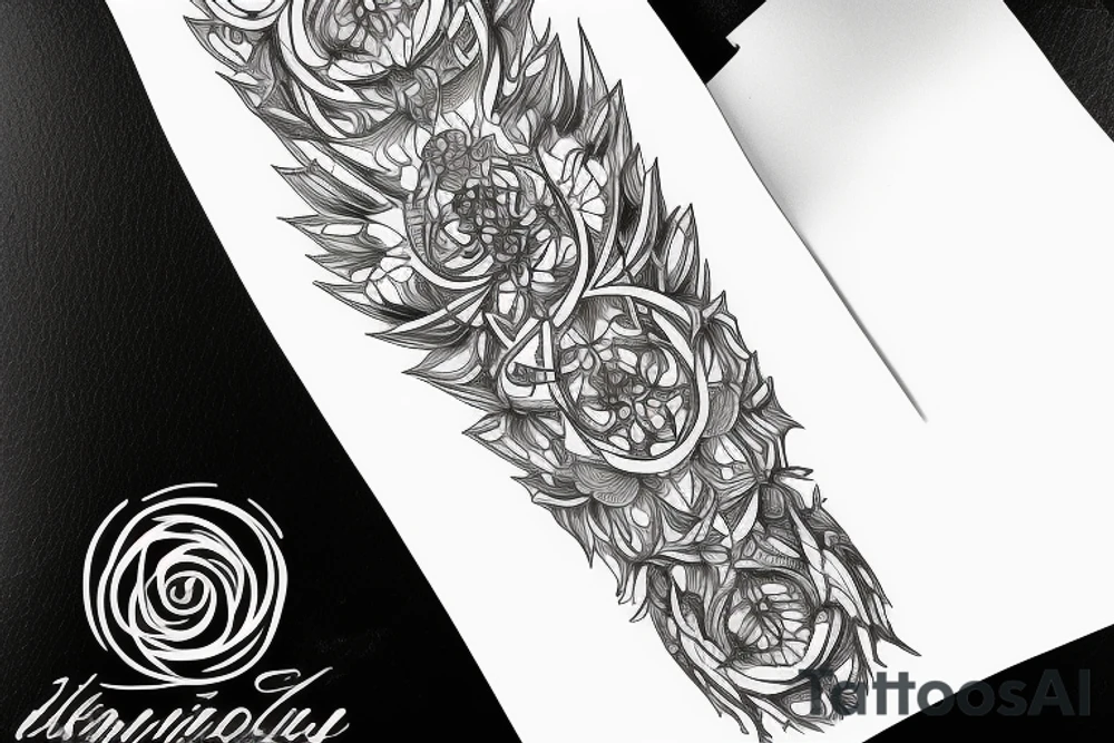 Cluster amaryllis sleeve sketch tattoo idea